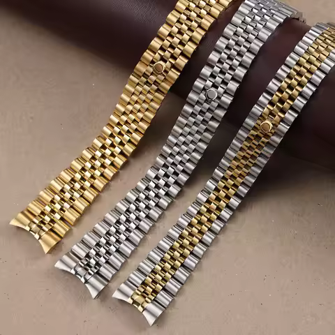 13 17 20 21mm solid stainless steel Jubilee watchband for Rolex Oyster Perpetual Date Just silver go