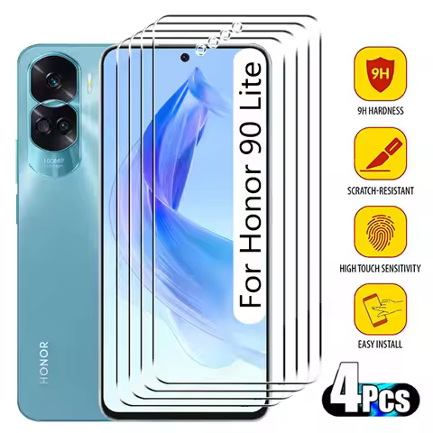 4PCS 9H Glass For Honor 90 Lite Screen Protectors For Honor X8A X8b X7A X7b X6A Tempered Film For Ho