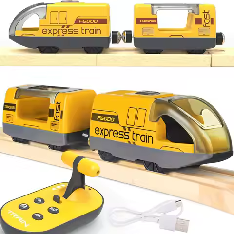 TOPLIVING Track Accessories Remote Control Train, Battery Operated Locomotive Train for Wooden Track