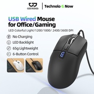 【SG Stock】GOOJODOQ Wired Optical Gaming Mouse Silent | RGB Lighting | 3600DPI | Lightweight | Ergono