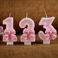 Happy Birthday Number Candle 3D Design Pink Cake Topper Decoration