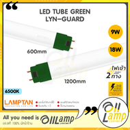 Lamptan LED T8 Tube Green Lyn-guard 9w 18w รุ่นขั้วเขียว ยาว 60 และ 120ซม. ไฟเข้า 2 ทาง (Double Ended) แสงขาว 6500K ของแท้