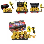 8pcs Golden Beyblade Set Gyro Burst With Launcher Portable Storage Gift Kids Box