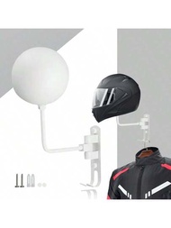 頭盔牆掛，可旋轉180度的摩托車頭盔架，配有2個掛鉤，可用於掛放頭盔配件、棒球、外套、帽子和橄欖球頭盔等