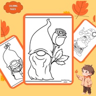 Set of 35/20/10 coloring pages, coloring pages for children in the shape of Gnome dwarf, A4, A5 pape