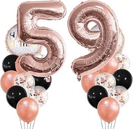 Rose Gold 59th Party Balloon Decorations Gold for Girls Boys XXL Happy 59 Birthday Banner Number 59 