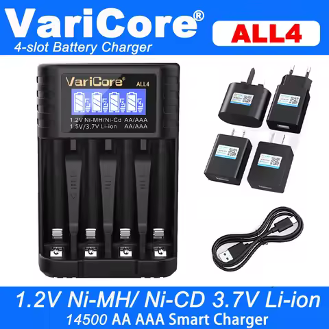 4-slots ALL4 LCD Smart Battery Charger for AA AAA 1.2v Ni-MH ni-cd 1.5v Lithium battery 3.7v 14500 C