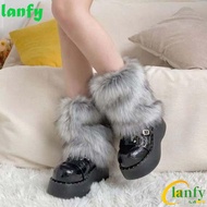 LANFY Fur Leg Warm Socks, Imitation Wolf Fur Thickened Women Fur Leg Warmers, Gothic Punk Warm Boots