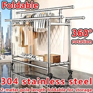 Stainless Steel 304 Drying Rack Penyidai Bajuc Foldable 210-270CM Clothes Hanger with Rack for In/ou