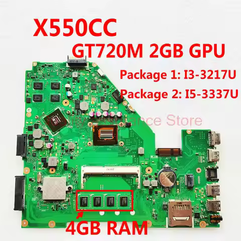 X550CC for Asus X550C X550CA X550CL X550VB X550VC X550CC main board with i3-3217U i5-3337U 4GB-RAM D