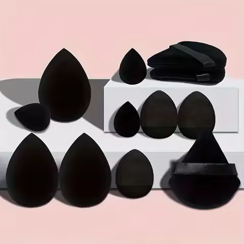 12Pcs/Bag All-Purpose Makeup Sponge Set Made of 3 Loose Powder Puffs 3 Mini Air Cushion Puffs 3 Beau