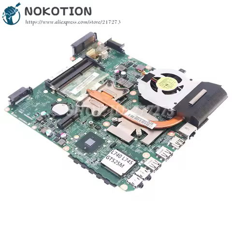 NOKOTION For TOSHIBA Satellite L745 L740 Laptop Motherboard A000093200 DATE4DMB8D0 HM55 DDR3 With I5