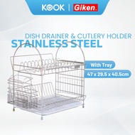 GIKEN Rak Pinggan Mangkuk Dish Rack Stainless Steel Rak Sinki Dapur Storage Rack Kitchen Dish Draine