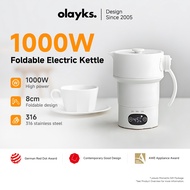 Olayks Travel Foldable Electric Kettle, 600ML Hot Water Kettle with Visible Temperature & Heat Prese