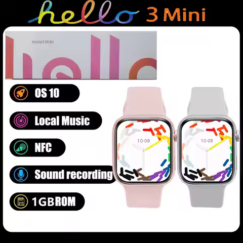 New Hello 3 Mini Smart Watch for Women 1.75inch Bluetooth Call 1GB ROM Local Music Photo Album 41MM 