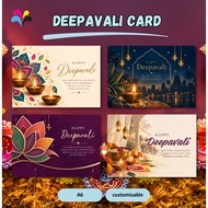 Deepavali Greeting Card Happy Diwali Custom Company Name Logo Glossy Art Card A6