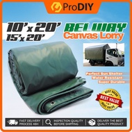 BELWAY 10ft x 20ft Waterproof Heavy Duty Tarpaulin Lorry Construction Canopy Lori Canvas PVC Green Olive Curtain Tent