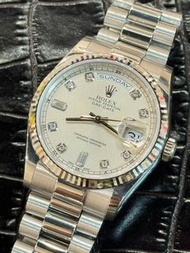 🌈🌈新返貨啦🌈🌈🤍🤍 Rolex DayDate 118239🤍🤍18K白金款式🤍🤍🩶💎原裝銀色水泡石字面💎🩶36mm 連原裝Rolex 18K白金總統帶 雙推快條日曆 淨錶🩵🩵BW3765（旺角洗衣