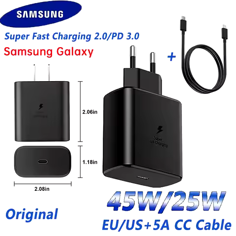 Samsung 45w Wall Charger Original Pd 3.0 Super Fast Charger Cargador Tipo C Samsung Galaxy S24 Ultra