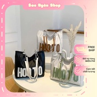 Korean style women's crossbody bag, women's underarm shoulder tote bag with HOOTO embossed lettering