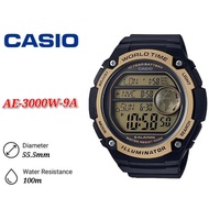 Casio AE-3000W Men Digital World Time Sporty Black Strap Watch - AE-3000W-9A