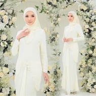 Lace Sulam baju kurung muslimah baju raya 2023 nikah tunang bridesmaid mini kurung moden lilac kebaya peplum set