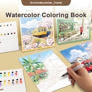 【𝗔𝗦𝗛】Watercolor Painting Book Coloring Comes with Paint Doodle Creative Art Painting Art Colouring B