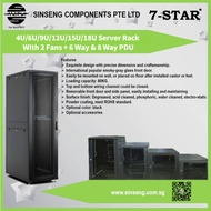7-STAR* 18U/22U/27U/32U Server Rack with 2 Fan/4Fan + 8 Way PDU, WALL MOUNT CABINET RACK FOR NETWORK