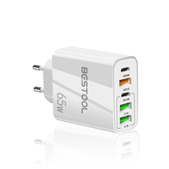BESTOOL 65W Adapter Charger USB Travel Charger Quick Charging Type C 2PD+3USB Adaptor Untuk i-Phone 