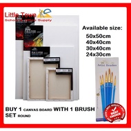 Phoenix Artist Canvas Board Pure Cotton Gesso Primed with Artist Brush Set Round