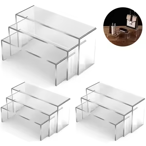 3/6/9/12Pc Clear Acrylic Display Stand Cosmetic Bag Jewelry Showcase Cup Holder for Home Shop statue