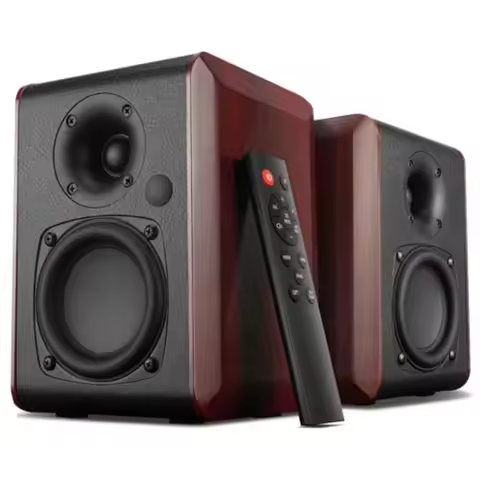 Powered Bluetooth Bookshelf Speakers with 3.75" Woofer, 30W*2 Record Player Speakers with TV-ARC/Opt