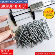 (8x3") FLAT HEAD TAPPING SCREW BOLT 8 x 3 INCH - FLAT HEAD FLAT SCREW 3 IN - SELF TAPPING SCREW FLAT