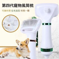 A1 - 第四代寵物風筒梳 可換不造型吹頭 拉毛吹乾造型吹風機 2合1貓狗捲梳 3種加熱設定|專業寵物|美容| - 風筒（金色）