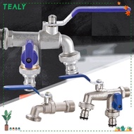 TEALY Water Splitter Connector, Coupling Adapter 1/2'' 3/4'' Water Faucet, Durable Tap Joint Garden Double Head Valve Switch IBC Tank