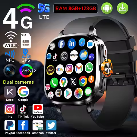 5G Full Netcom S99 Smartwatch Android 13.0 Smart Watch With 190° Rotating Camera NFC Compass IP67 Wa