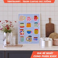 Tranh treo tường Colorful Drink Mugs Illustration Colorful Still Life Illustration Printable Art tặn