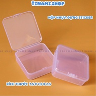 Transparent plastic box for stickers, accessory box, size 7.5x7.5x2.5cm