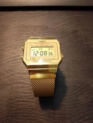 CASI卡西歐復古A700WM-7A金色金屬錶