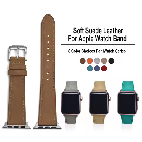 Suede Leather Watch Band For Apple Watch 1-10 Ultra SE 2 Breathable Wristwatch Strap For Iwatch 49-3