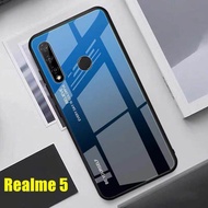 [ส่งจากไทย] Case Realme 5i / Realme 5 / Realme 5s เคสกระจก เคสกันกระแทก เคสเรียวมี5/5เอส เคสกระจกไล่สี ขอบนิ่ม เคสกระจกสองสี