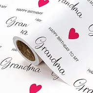WRAPAHOLIC Birthday Wrapping Paper Roll for Grandma - Mini Roll - 17 Inch x 16.5 Feet - Happy Birthd