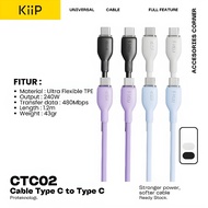 KiiP CTC02 Data Charger Cable Type C to Type C 240W 5A PD Fast Charging Samsung iphone 15- iphone 18