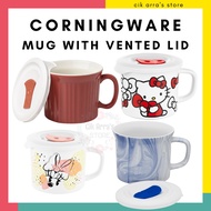Corningware Microwavable Soup Meal Cupcake Mug with Vented Plastic Lid Mug Berpenutup