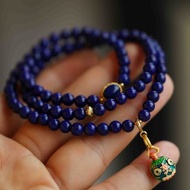 星光天空 天然原礦青金石 琺瑯彩吞金獸設計多圈手串項鍊ms