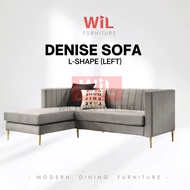 【READY STOCK】WIL FURNITURE ENT: DENISE SOFA L-SHAPE (LEFT) / FBRIC SOFA 3 SEATER SET KAIN (6 KAKI)