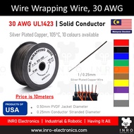 Wire Wrapping Wire, Single Strand Silver Plated, 30 AWG, UL1423, Rework Wire, (1meter, 10meter)