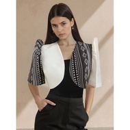 Amyenjoylife Modern Filipiniana Patchwork Bubble Sleeve Cardigan Top/Bolero - Stylish & Elegant for 