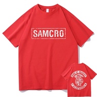 👕การออกแบบเดิมSons Of Anarchy SAMCRO พิมพ์สองด้าน Tshirt Men Womnen แฟชั่น Hip Hop Rock Tees แขนสั้น