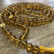 สร้อยคอแฟชั่น Amber อําพันพม่าแท้ ลูกประคำสร้อยคอ 108 เม็ด ขนาด 7-8 มิล